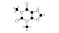 theophylline molecule, structural chemical formula, ball-and-stick model, isolated image inhibits phosphodiesterase Royalty Free Stock Photo