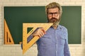 Theorem. Talented teacher. Science concept. Mature bearded teacher in glasses. Private lesson. Back to school. Study Royalty Free Stock Photo