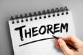 Theorem text on notepad, concept background Royalty Free Stock Photo