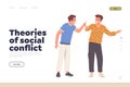 Theories of social conflict concept for landing page design template with aggressive people