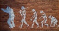 evolution from human to ape graffiti on a brick wall Royalty Free Stock Photo