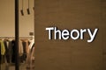 Theory logo in clothing store