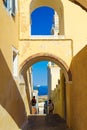 Old passageway Catholic Cathedral Fira Santorini Cyclades Greece Royalty Free Stock Photo