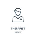 therapist icon vector from theraphy collection. Thin line therapist outline icon vector illustration