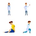 Therapist profession icons set cartoon vector. People in orthopedic therapy