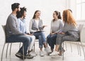 Therapist speaking to rehab group at therapy session Royalty Free Stock Photo