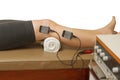 Therapist treatment patient with electrical stimulator