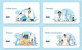 Therapist web banner or landing page set. Healthcare, medicine treatment Royalty Free Stock Photo