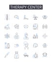 Therapy center line icons collection. Health clinic, Wellness spa, Treatment hub, Healing center, Recovery house