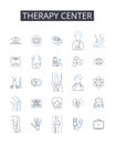 Therapy center line icons collection. Health clinic, Wellness spa, Treatment hub, Healing center, Recovery house