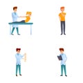 Therapy icons set cartoon vector. People in orthopedic therapy rehabilitation