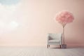 Therapy and psychology room, minimalist interior, free space for text, relaxation and tranquility Royalty Free Stock Photo