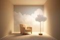 Therapy and psychology room, minimalist interior, free space for text, relaxation and tranquility Royalty Free Stock Photo