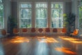therapy room layout, circle of chairs in empty room for group therapy, creating safe environment for emotional healing Royalty Free Stock Photo