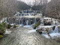 There are beautiful cascades in the river White Lauter in Gutenberg-Lenningen