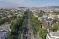 There is a beautiful view from Heroes Square to AndrÃÂ¡ssy Street. Drone photo. Royalty Free Stock Photo