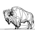 There is a black and white illustration of a bison, which is depicted standing against a white backdrop. Royalty Free Stock Photo