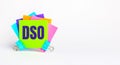 There are bright multi-colored stickers with the text DSO. Copy space Royalty Free Stock Photo