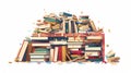 There is chaos on the shelf, pile of books, pile of encyclopedias, and chaos on the shelf. Literature chaos on the shelf Royalty Free Stock Photo