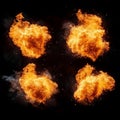 There are 23 distinct muzzle flash types set against black backgrounds Royalty Free Stock Photo