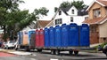 Portable toilets trailer on the street of new york