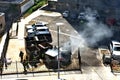 Firefighters extinguishing fire in brooklyn new york