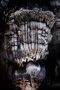 there is a formation of rock formations inside the cave as seen from within