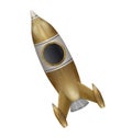 Rocket golden space on white bg Royalty Free Stock Photo