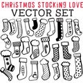 Christmas Stocking Love Vector Set with Holiday icons and Patterns Royalty Free Stock Photo