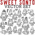 Sweet Santa Vector Set with Holiday icons and Santas Royalty Free Stock Photo