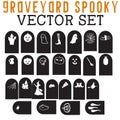 Graveyard Spooky Vector Set with grave headstones of all kinds