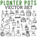 Planter Pots Vector Set with potted plants of all kinds Royalty Free Stock Photo