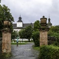 Baroque outbuildings in the beautiful gardens of Berleburg Palace, Bad Berle Bridge, North Rhine-Westphalia