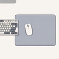 There is a large plain grey mousepad with a simple white mouse centered Royalty Free Stock Photo