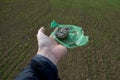 There are lot of rubbish when inspecting a populated field with spring rows of wheat. Archaeologically valuable shards of ceramics