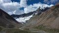 There is a magnificent and beautiful snow mountain in the distance Royalty Free Stock Photo