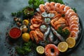 there are many different types of seafood on the plate