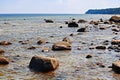 There are many large boulders in the waters of the Gulf of Riga Royalty Free Stock Photo