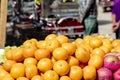 There are many oranges arranged in a store Royalty Free Stock Photo