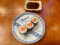 Salmon Maki Roll with Soy sauce Royalty Free Stock Photo