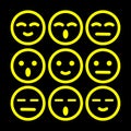 There are nine emoticons with several expressions