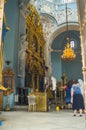 Interior of the ancient Orthodox Church of the icon of Our Lady of the Sign, Znamenskaya church in manor Dubrovitsy, Russia. Royalty Free Stock Photo