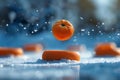 There is an orange freese flying in the air, high quality, high resolution Royalty Free Stock Photo
