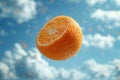 There is an orange freese flying in the air, high quality, high resolution Royalty Free Stock Photo