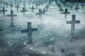 There are plenty of tombstones in the cemetery Royalty Free Stock Photo