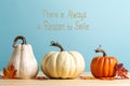 There is always a reason to smile message with pumpkins Royalty Free Stock Photo