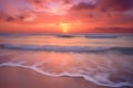 there is a red and purple sunset that looks like it's out to sea Royalty Free Stock Photo