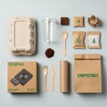 There s also a rectangular parcel labeled COMPOSTABLE and BIO PLASTIC Royalty Free Stock Photo