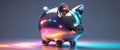there is a shiny piggy bank with a light on top Royalty Free Stock Photo