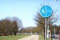 There sign for pedestrians and cyclists on street